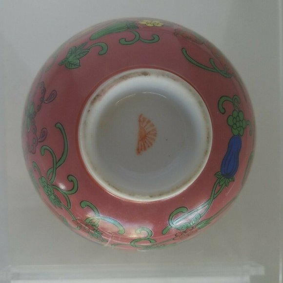Vintage Japanese Porcelain Rice Bowl Butterflies w/Red Rising Sun mark - Picture 7 of 8